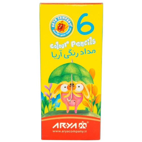 مداد رنگی 6 رنگ آریا مدل کوتاه